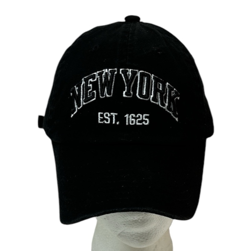 New York Black Unisex Cotton Polo Style Cap Baseball Hat Adjustable By Elidan